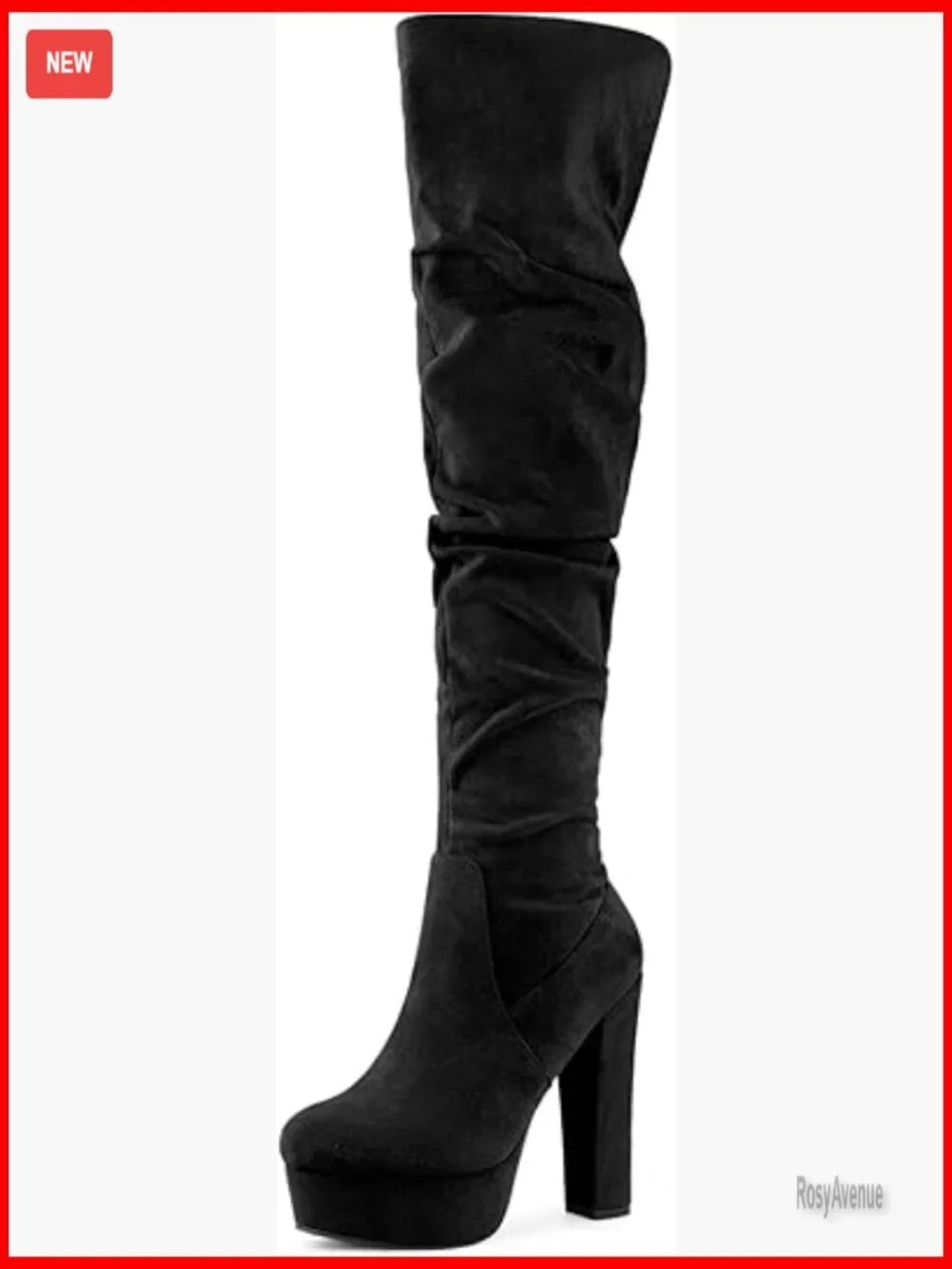 Platform Round Toe Zipper Slouch Over The Knee Thigh High Boots